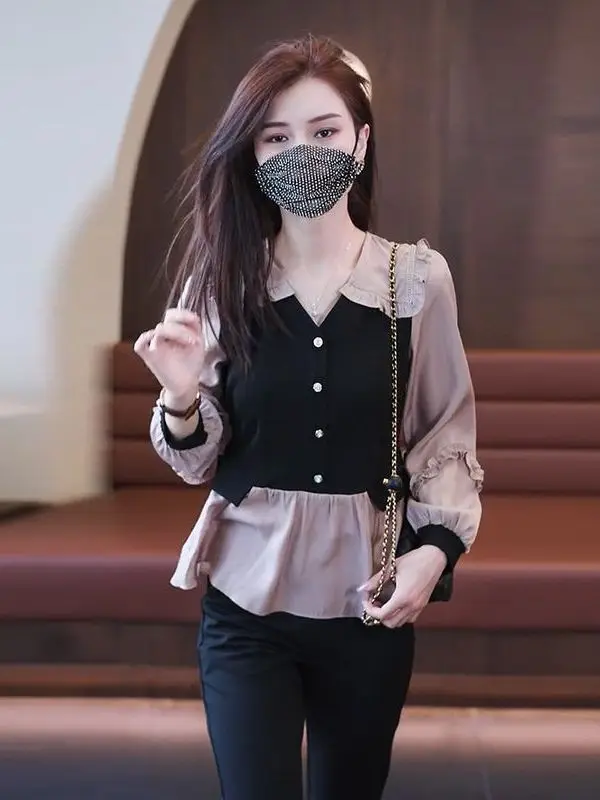 

Women's Faion Casual Suit Spring New Temperament AgeReduc Chic Tee-piece Set Winter Collection for Middle-aged Women