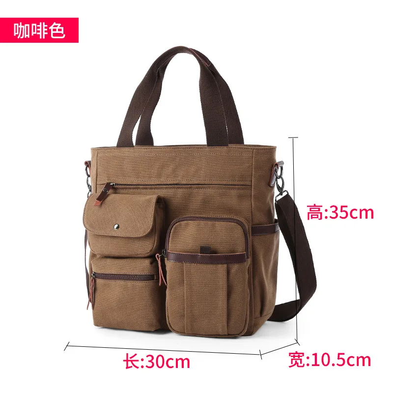 Bolso de hombro de lona para hombre, maletín para documentos, bolso de mano de gran capacidad, bolso para portátil, bolsos de viaje cruzados