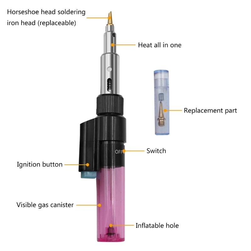 Besi solder obor tanpa kabel yang ditingkatkan dengan pegangan Plastomer & aluminium untuk pengiriman kepala