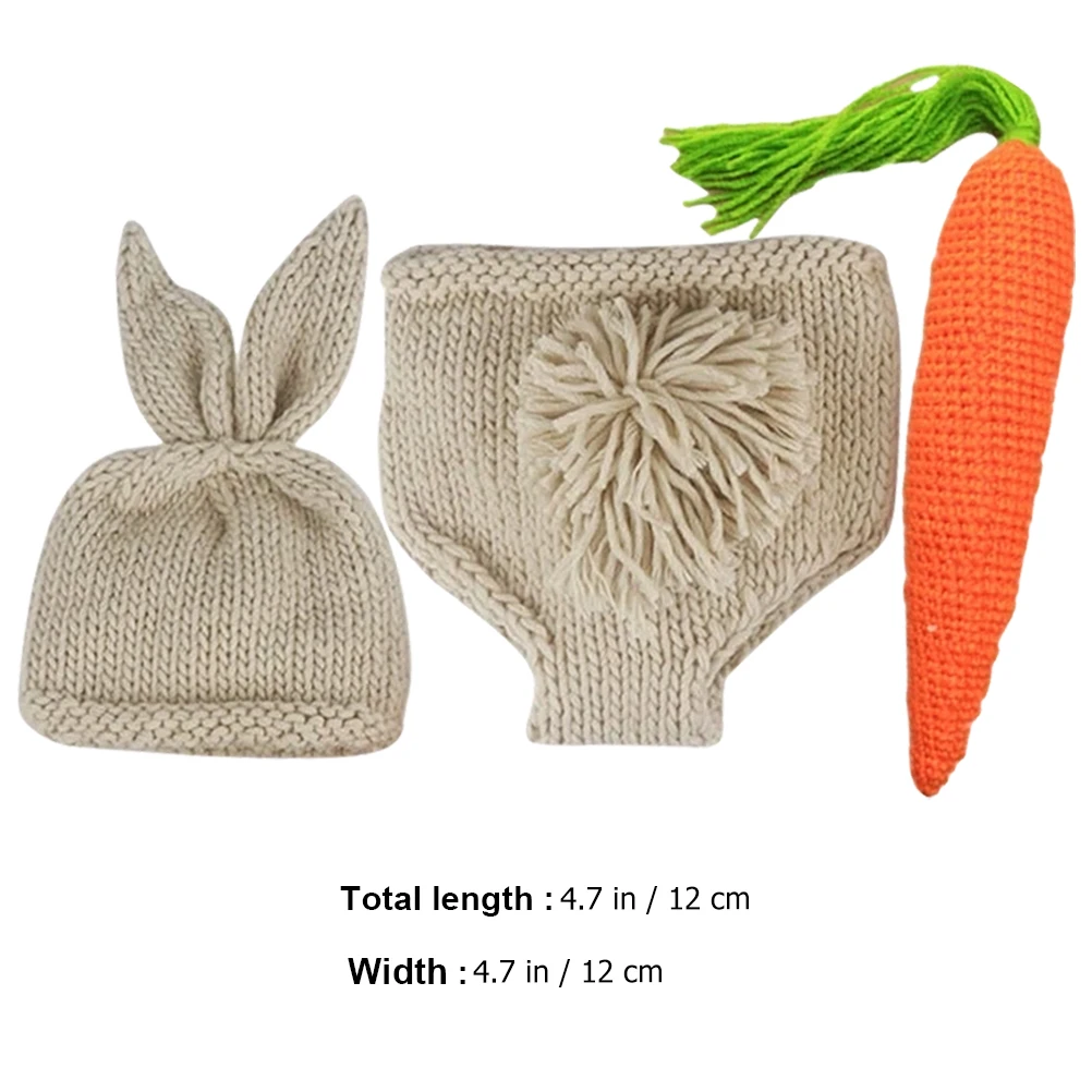 

1 set 1 Outfit Newborn Bunny Hat Pants Woolen Yarn Set Photography Gift For Girls First Photo Shoot Props Set