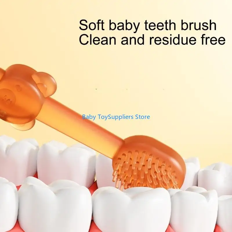 

R1WF Baby Teeth Cleaning Brushes Silicone Newborns Tongue Brush 3-Sided Toothbrush