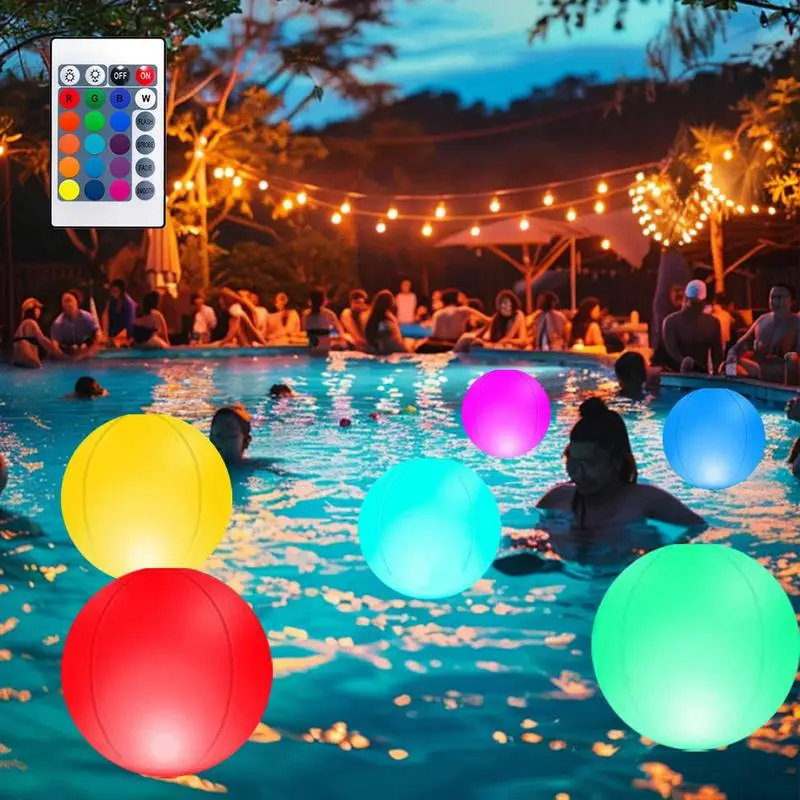 

16 Colors Floating Pool Lights 38cm Large Inflatable Pool Beach Ball For Water Pool Party Outdoor Balloon LED Garden Ball Light