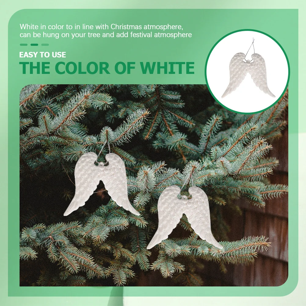 

6Pcs White Angel Wing Christmas Tree Hanging Decorations Xmas Ornaments Craft Supplies Party Props Holiday Celebration Decor