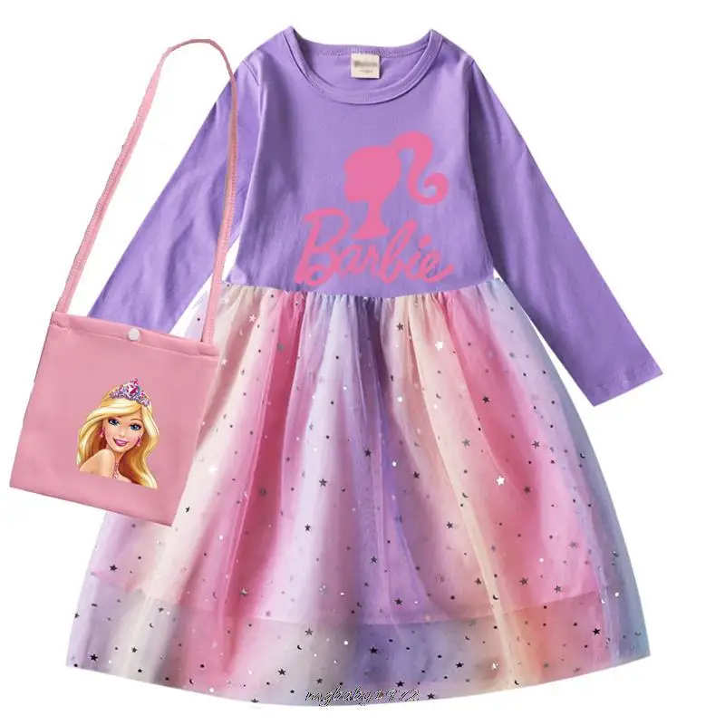 Primavera ragazze gilet Barbie principessa ragazze vestono Costume di natale bambini festa del bambino compleanno abiti Vestido vestiti e borsa