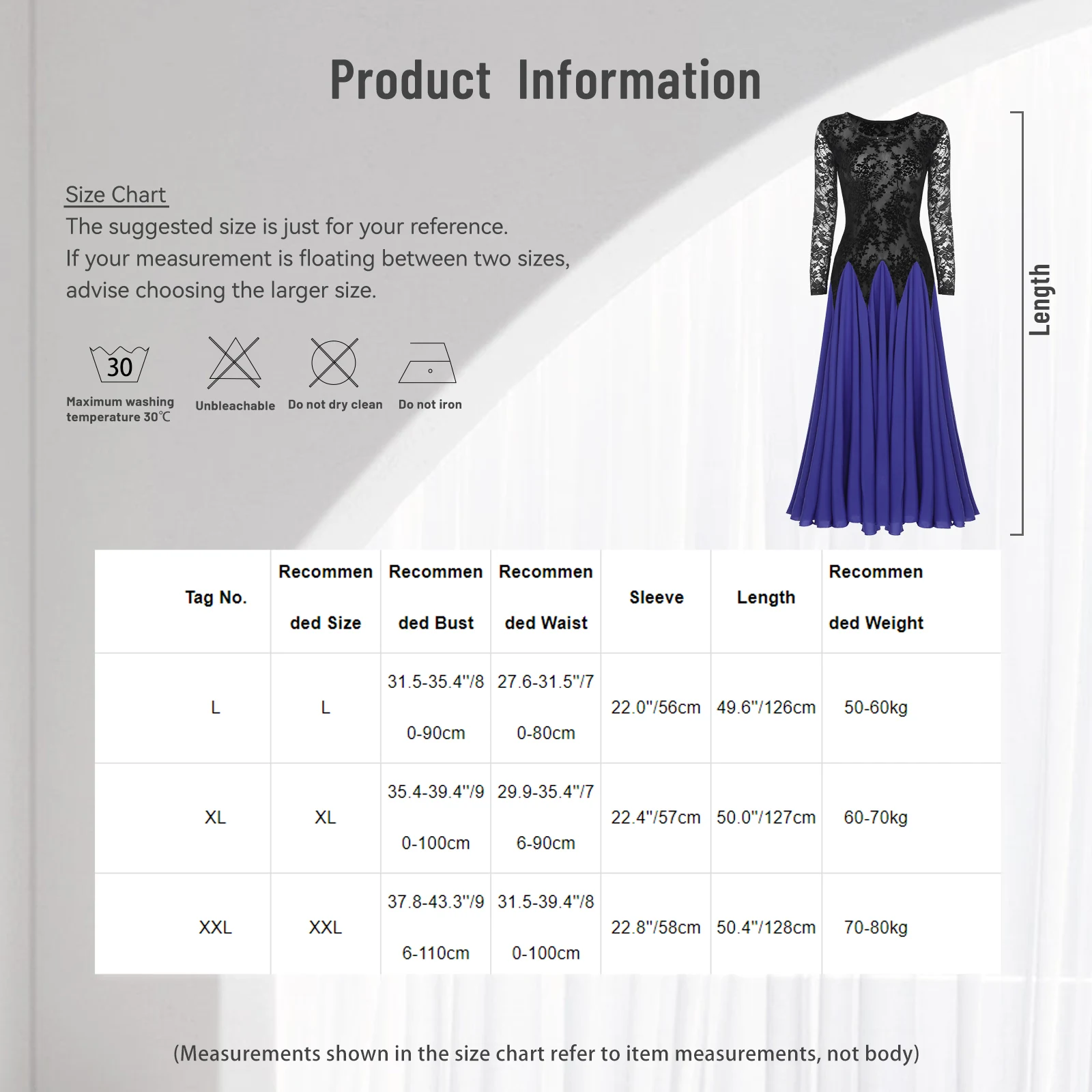 Womens Lace Patchwork Ballroom Dance Dresses Long Sleeve Dress for Waltz Cha-Cha Performance Competition