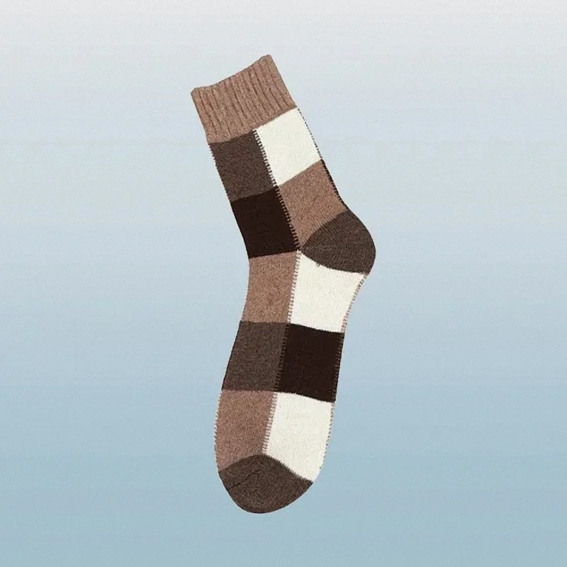 Chaussettes mi-tube épaisses doublées de sourire pour hommes et femmes, chaussettes de neige, chaussettes à carreaux, non ald, serviette, nouveau, 3/6, 2024 paires