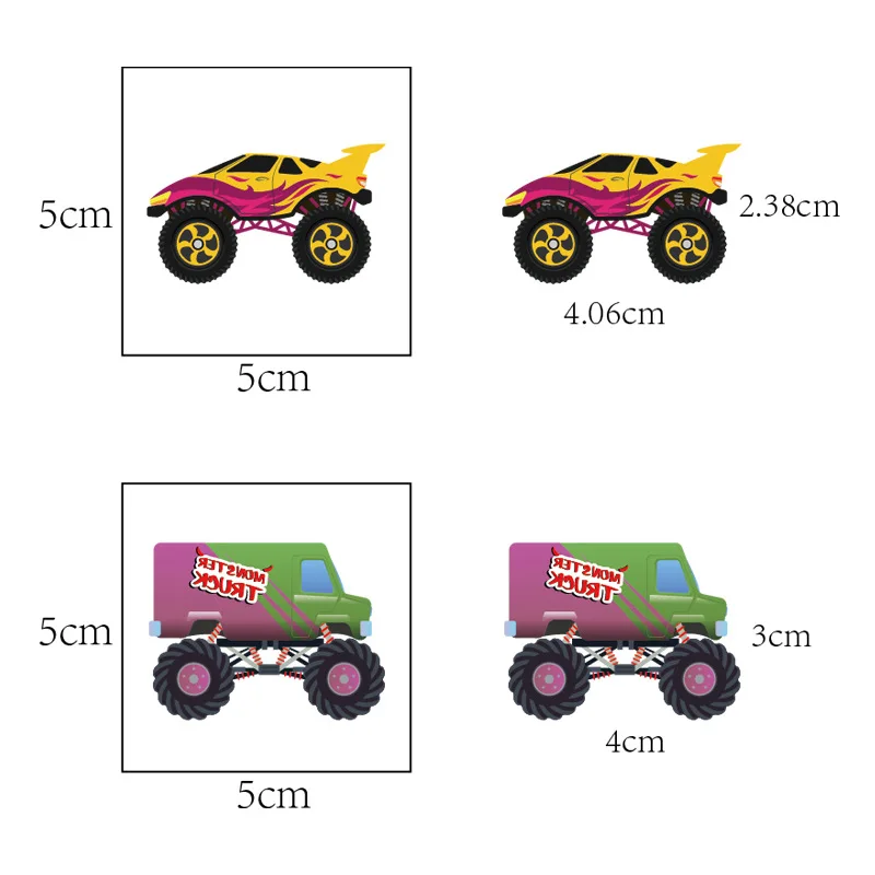 20Pcs/set Monster Truck Temporary Tattoo Stickers Cartoon Car Children Waterproof Tattoo For Kids Funny Birthday Gift