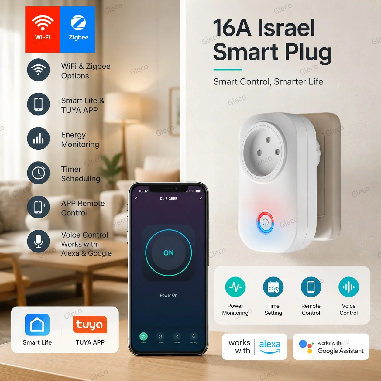 Zigbee Smart Plug Energy Monitor - Prise intelligente Tuya Zigbee Wifi Isreal