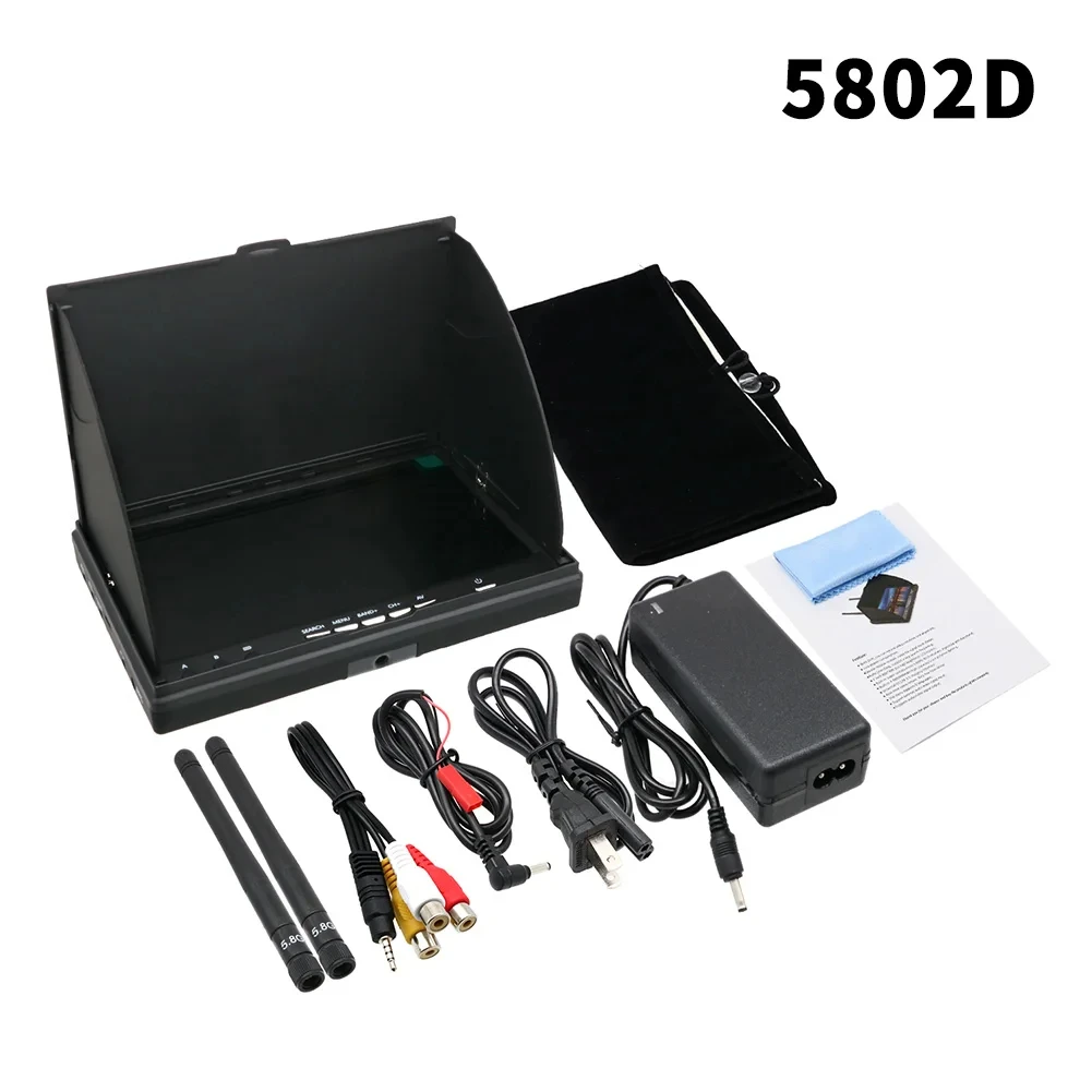 5.8G FPV DVR LS5802D 7 Inch Monitor LCD Screen 5802D Build-in Dual Receiver and Battery 800*480 For FPV Drone Quadcopter RC