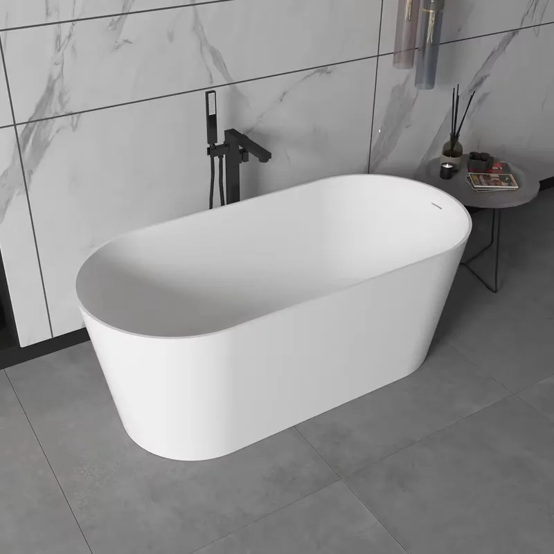 

Art whirlpool Bathtub Customizable Acrylic Solid Surface Bathtub with Drainer for Adults