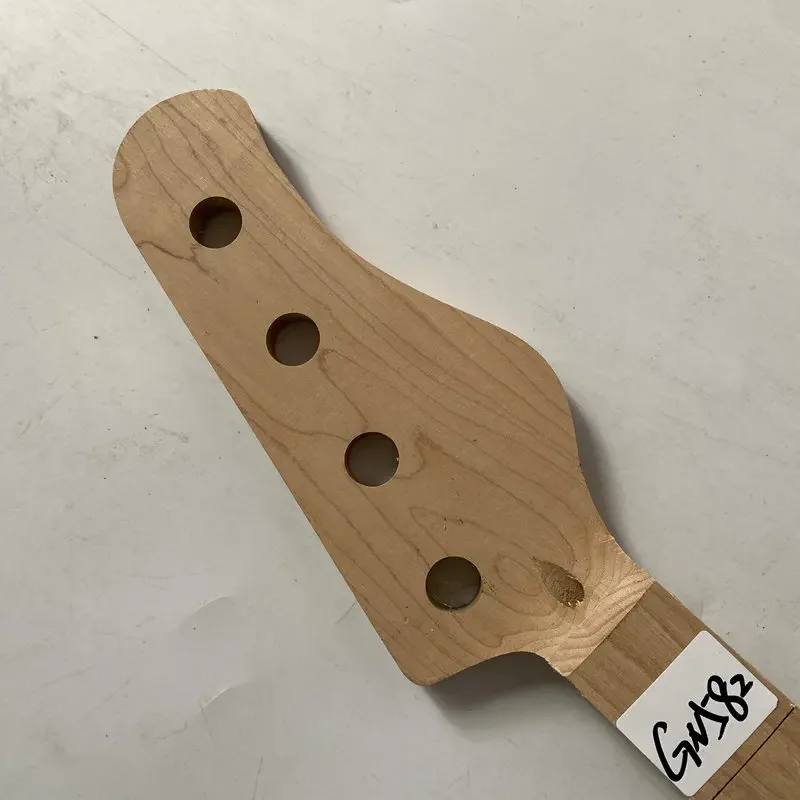 GN582 Custom Order Unfinished 4 String Electric Bass Neck Natural Maple Right Hand No Paints for DIY Replace without Frets