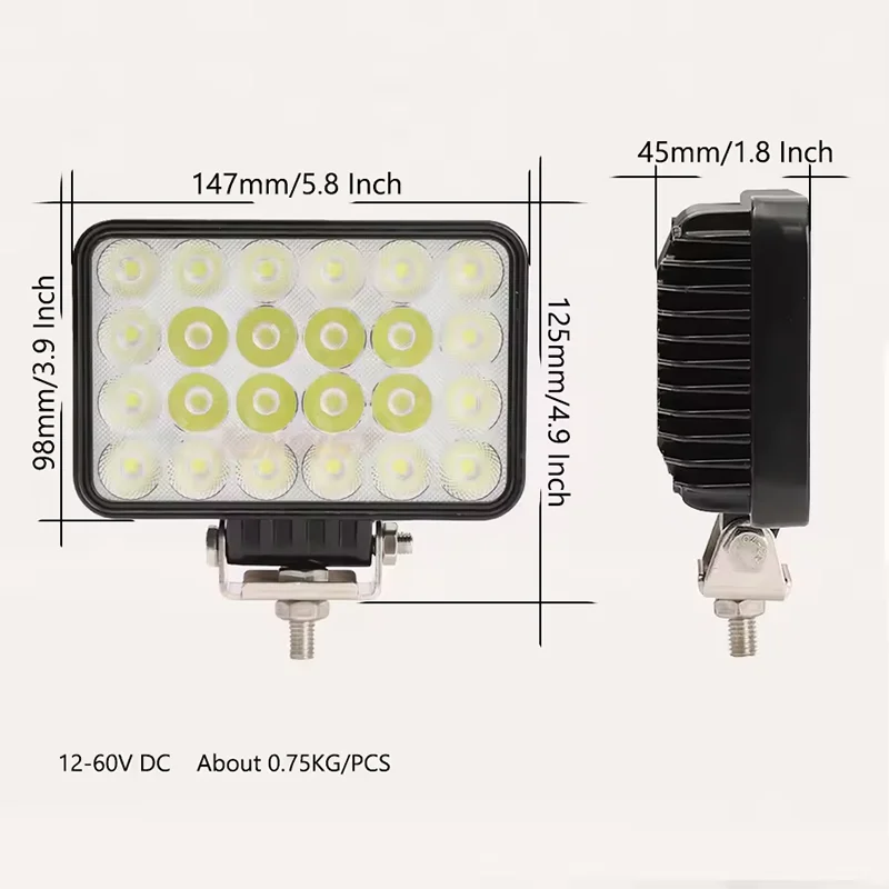 5 بوصة 24 حبة LED جراب ضوء مقاوم للصدمات فائق السطوع 72 واط ضوء القيادة على الطرق الوعرة للمركبات الهندسية الثقيلة #4