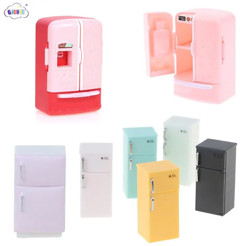 1:12 Dollhouse Miniature Refrigerator Toys For Dolls Bedroom Kitchen Living Room Furniture Decoration Accessories