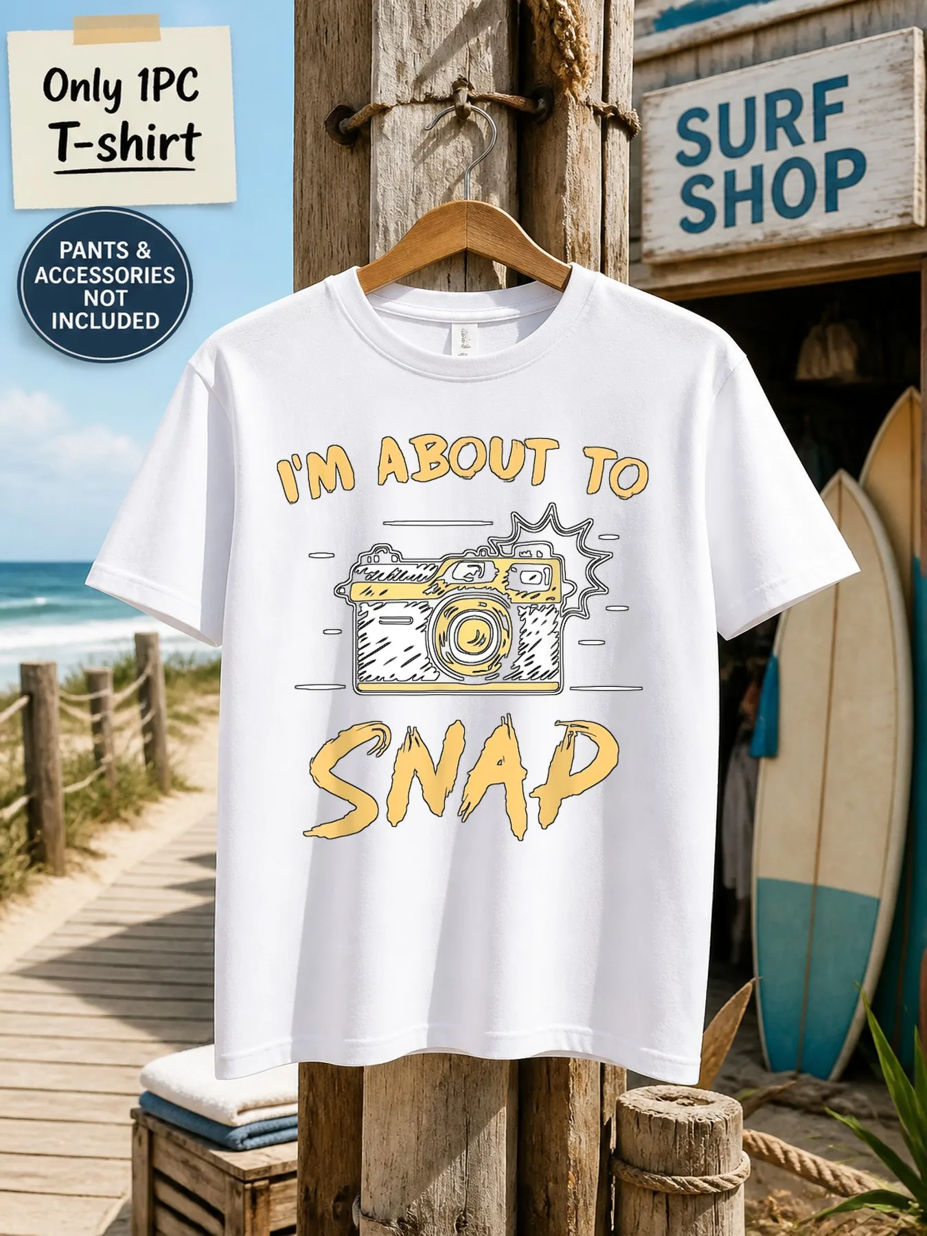 1pc Men'S Graphic T-Shirt Humorous Photographer Camera Print I'M about to Snap Short Sleeve Crew Neck [Solely 1pc T-SHIRT]