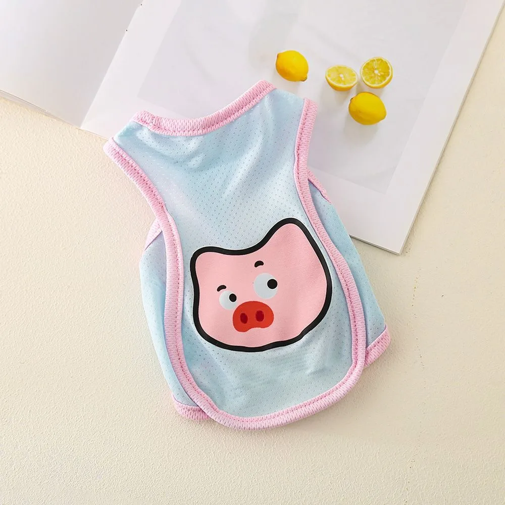 

Cute Breathable Pet Tank Top Thin Cartoon Pet Ice Silk Vest Sun Protection Dog Summer Clothes Outdoor