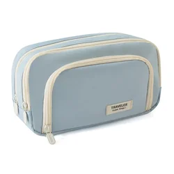 Blue Large Capacity Pencil Bag Aesthetic School Cases Girl Korean Stationery Holder Bag Pen Case Students School Supplies