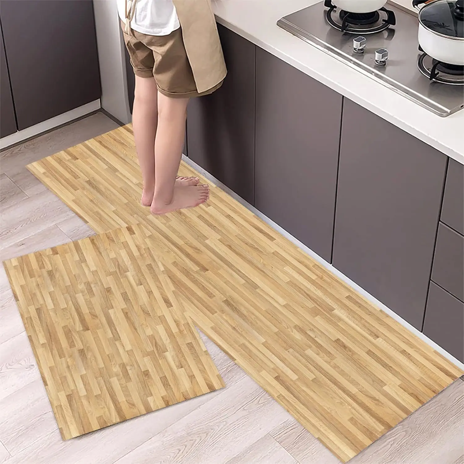 

VIKAMA 1/2PC Absorbent Diatomaceous Earth Carpet Wooden Kitchen Rug Entry Door Mat Entry Rug Bathroom Stain Resistant Home Deco