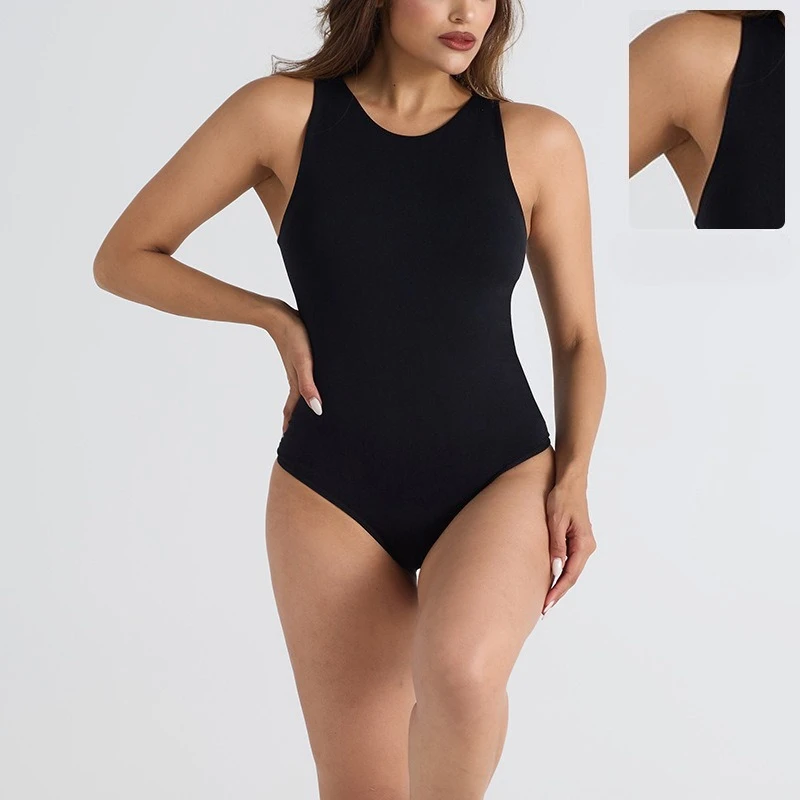 

Hot Selling Tight Workout Fitting Solid Color Jumpsuit in Europe America Jumpsuit T-shaped Sports Base for Slimming Seamless