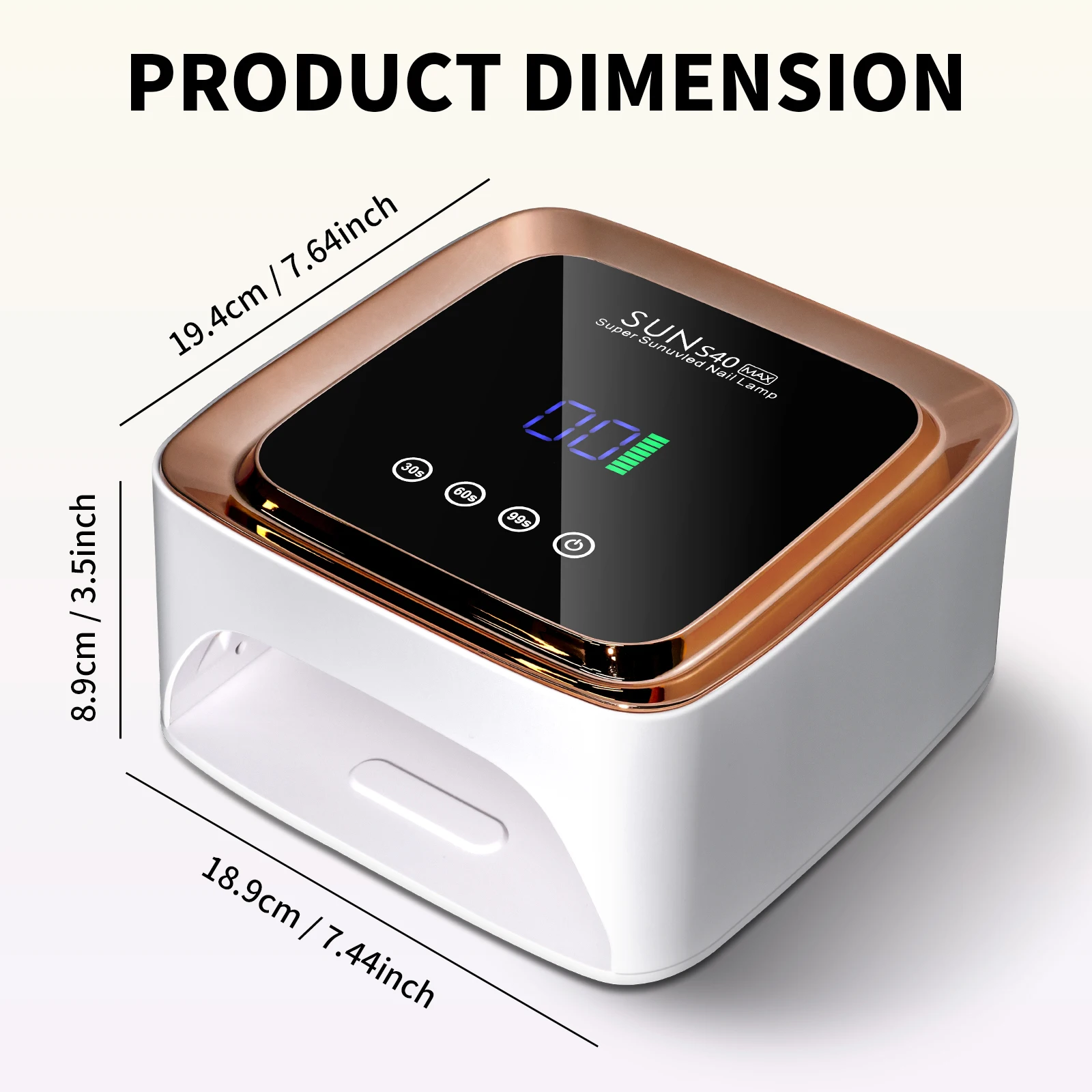 57 UV LEDネイルランプ 充電式ジェルネイルドライヤー タイマー付き 自動センサー LCDディスプレイ 大画面 マニキュアライトツール