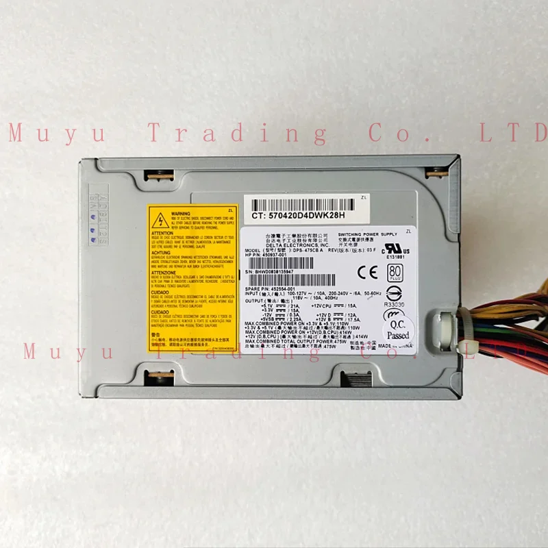 Новый оригинальный блок питания для HP Z400 475 Вт DPS-475CB A 450937-001 452554-001