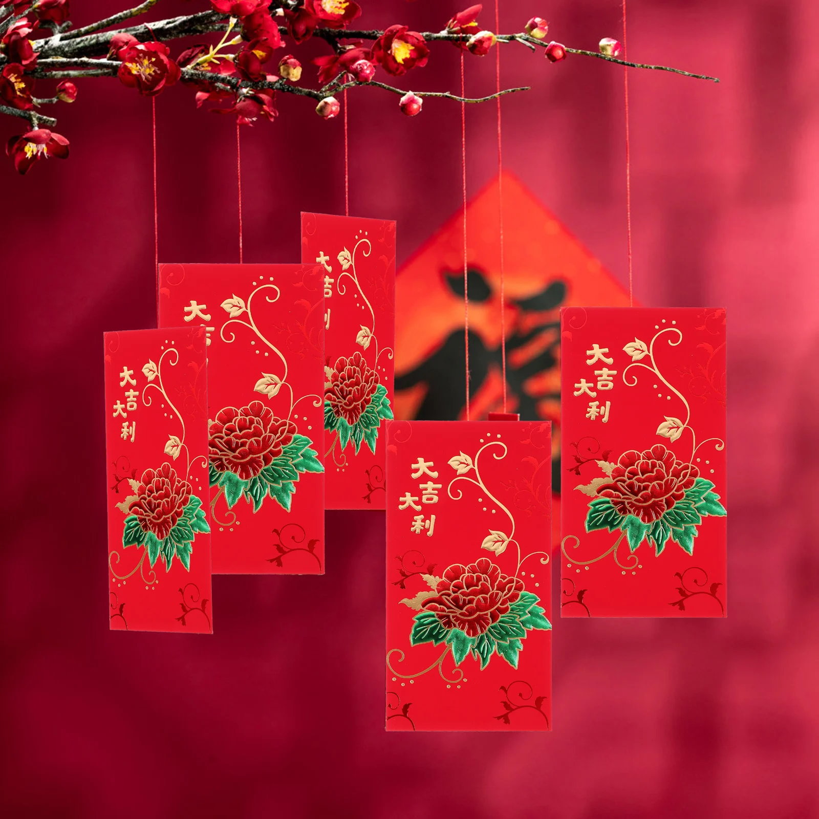 

6 Pcs Red Envelopes Chinese New Year Lucky Money Bags Gift Lunar New Year Envelope Pockets Elegant Design