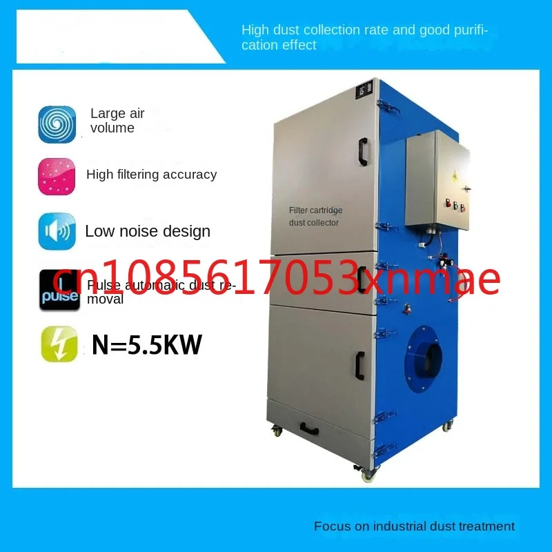 5.5Kw Pulsed Filter Cartridge Dust Remover Industrial Dust Dust Collector Single Machine Automatic Cleaning Box Type a