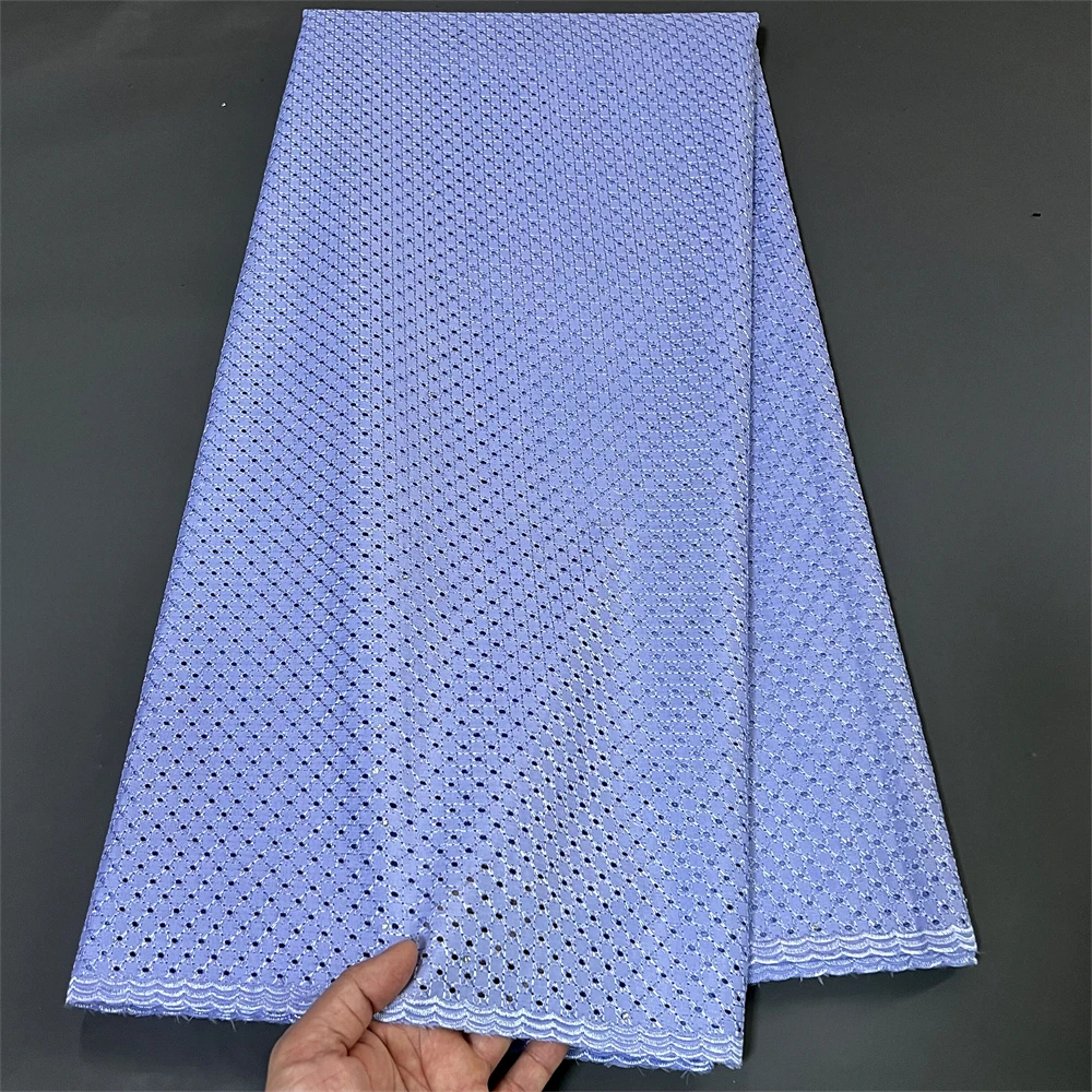 

2023 Latest High Quality African Nigerian Pure Tulle Damask Lace Fabric Embroidery Party Dress Sequins Cotton Cloth 5yards