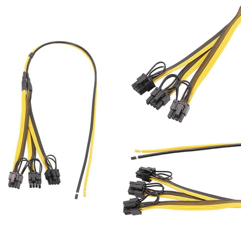 Power Supply Cable 6+2 Pin Card Line 1 To 3 6Pin +2Pin Adapter Cable 12AWG+18AWG Splitter Wire For Miner Mining BTC