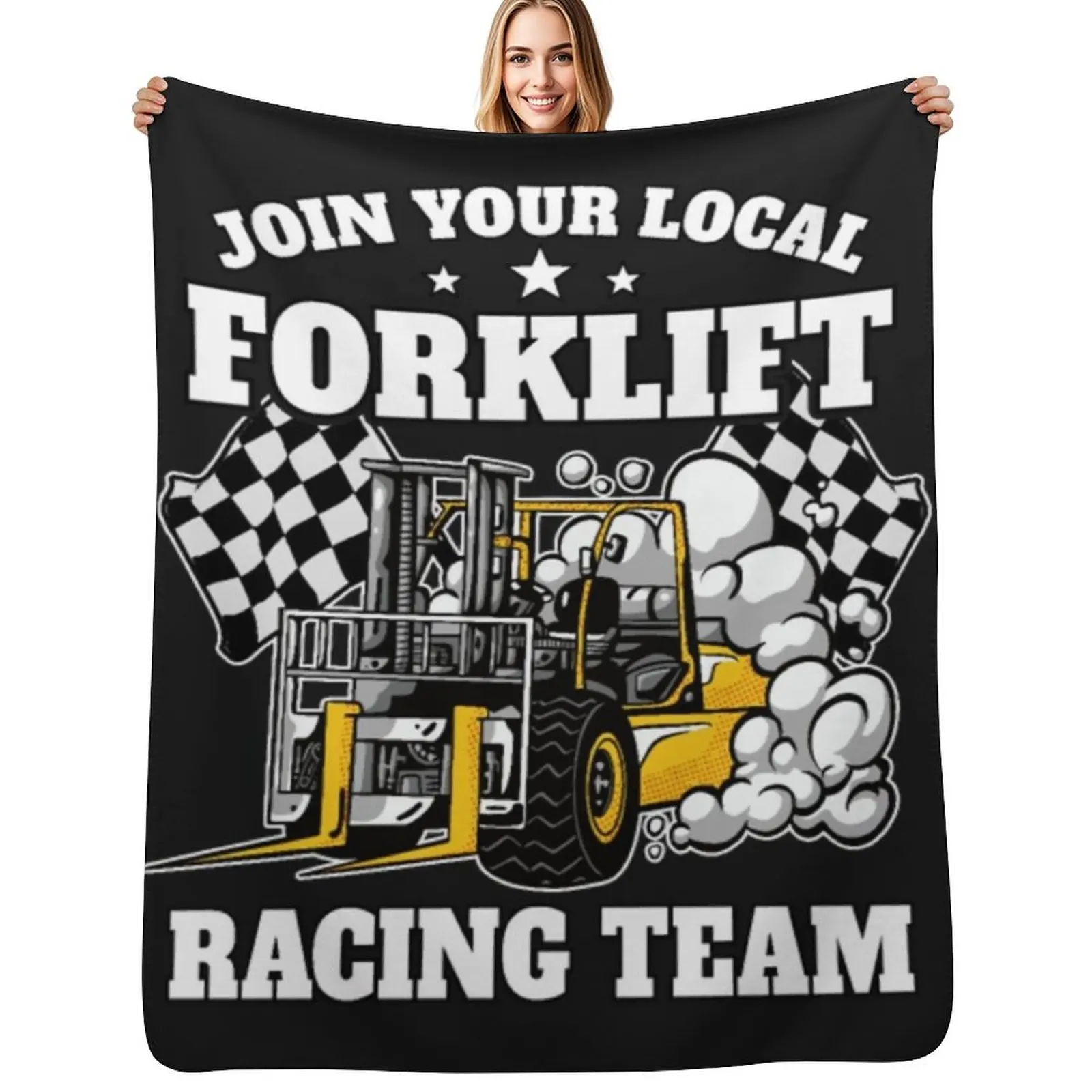 

Forklift Racing Team Funny Throw Blanket All Season Lightweight Soft Blanket for Bed