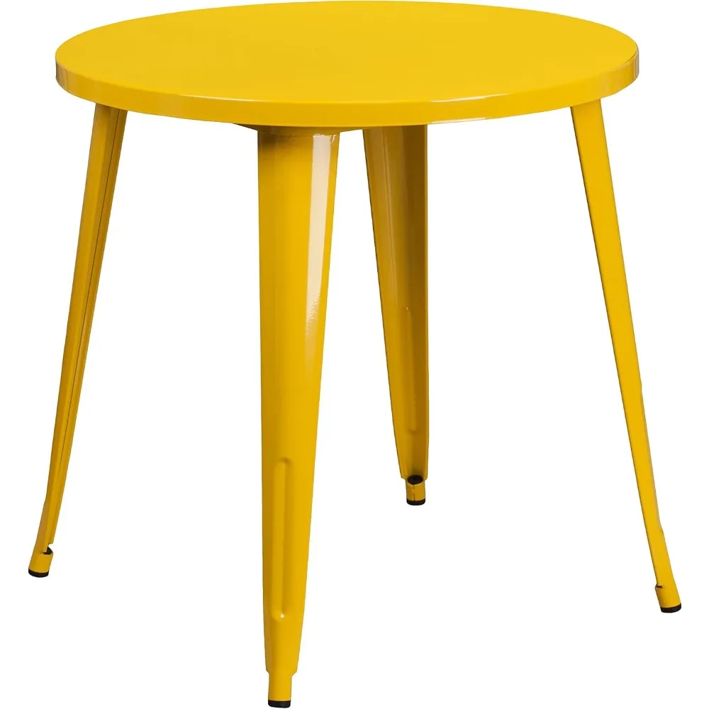 

Commercial Grade 30 Inch Round Yellow Metal Indoor Outdoor Table