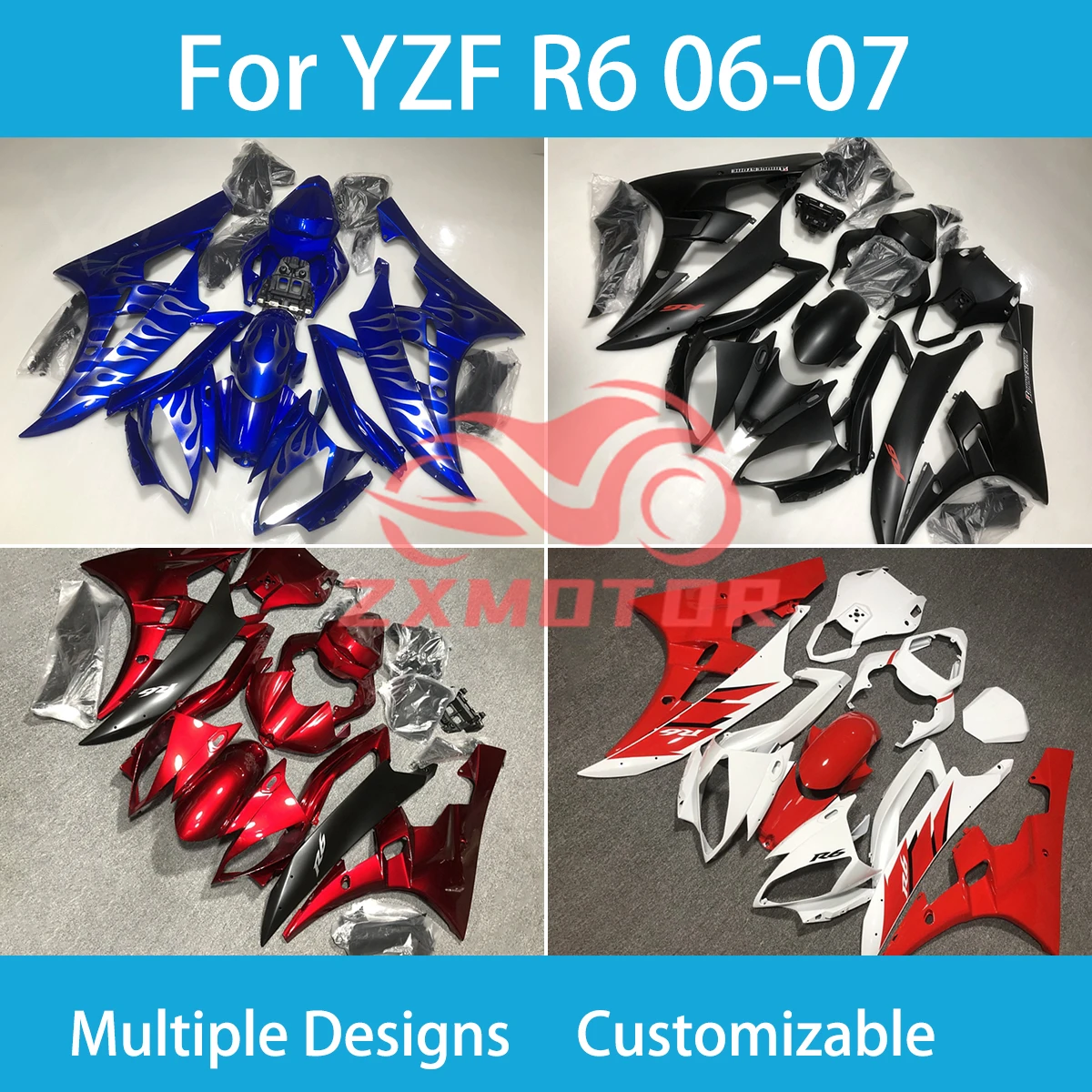 YZF R 6 2006 2007 Fairing Body Plastic Cover Kit for Yamaha YZF R6 06 07 Aftermarket Motorcycle Complete Bodywork Fairings