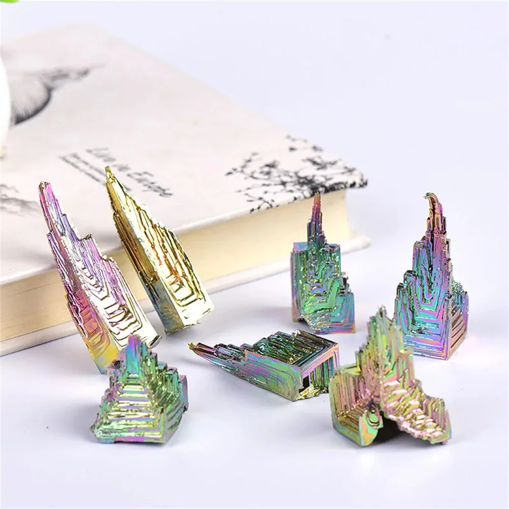 Natural Metal Quartz Pyramid Bismuth ore Gemstone Reiki Healing Stone Study living Raw Crystals Collection And Home Decor Gift