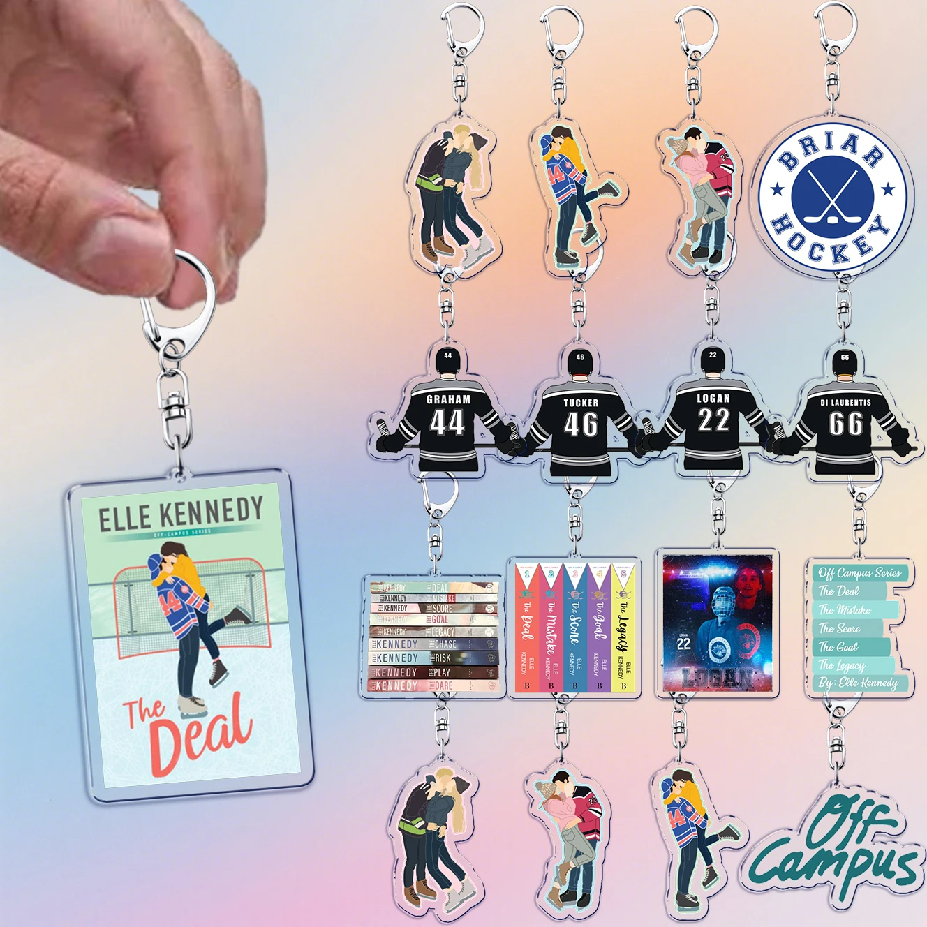 Llaveros Clásicos de la Serie de TV Off Campus, Elle Kennedy, Briar U, Garrett Graham, Llavero de Hockey, Joyería, Regalos para Fans y Amigos
