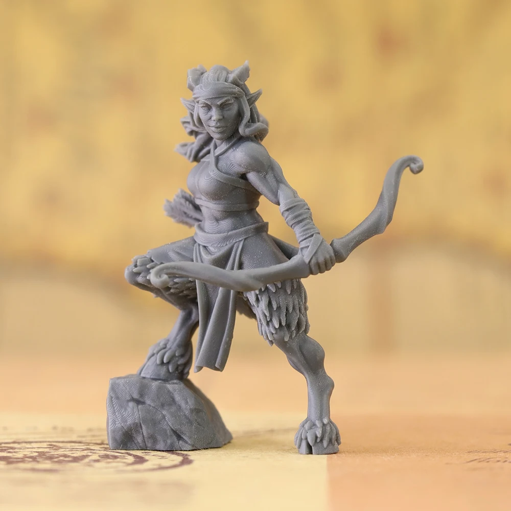 Female Satyr Archer Ranger Miniature Unpainted Resin Model, DND Tabletop RPG Wargame Fantasy Figure