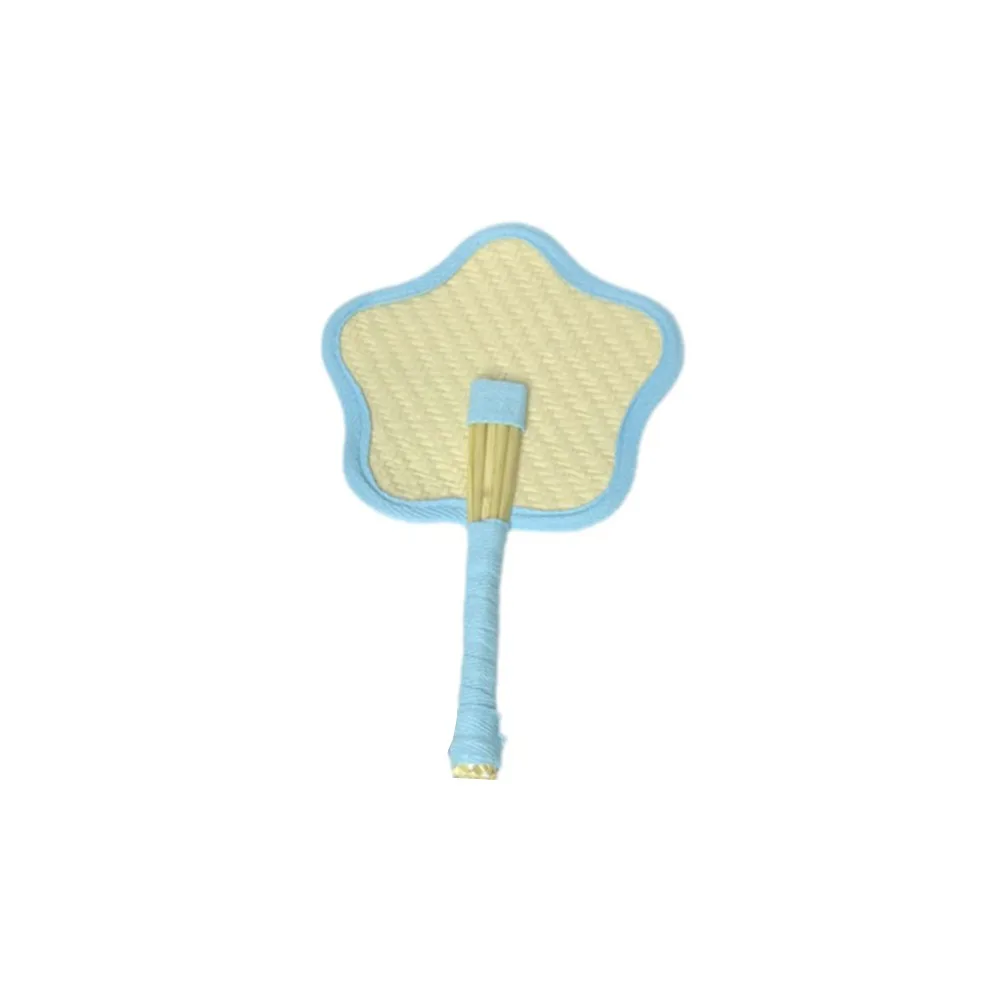 Colorful Edging Retro Floral Straw Fan Portable Comfortable Handle Hand Cranked Futon Fan Lightweight Bright Color
