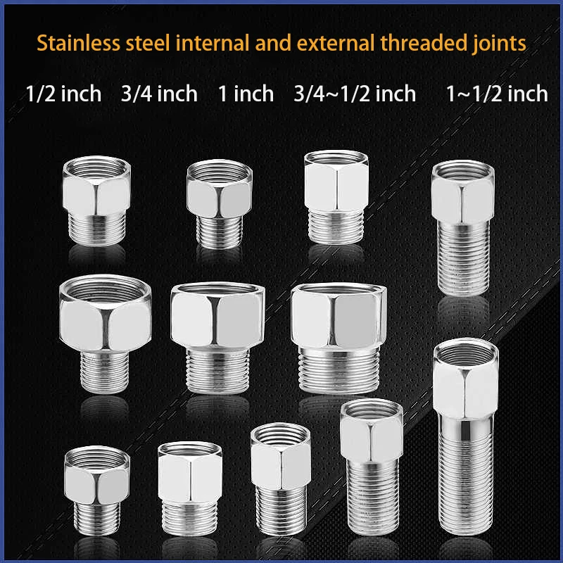 

Stainless Steel Joint internal thread External Thread Double Headed Straight Through Water Pipe Joint1/2" 3/4" 1"~1/2" 3/4"~1/2"