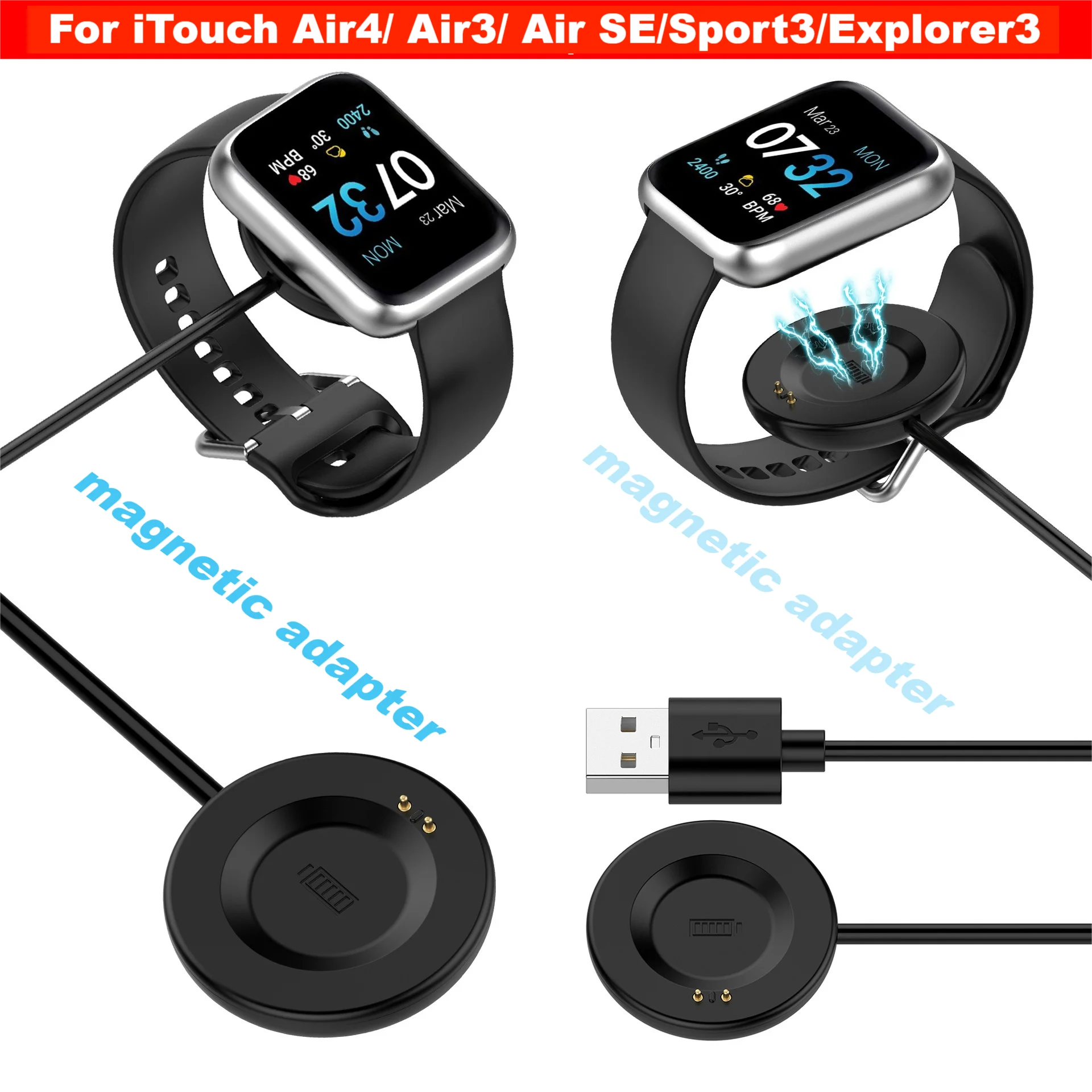 USB-кабель для зарядки для умных часов iTouch Air4/iTouch Air3/iTouch Air SE/iTouch Sport/Sport3/Explorer3, магнитный адаптер