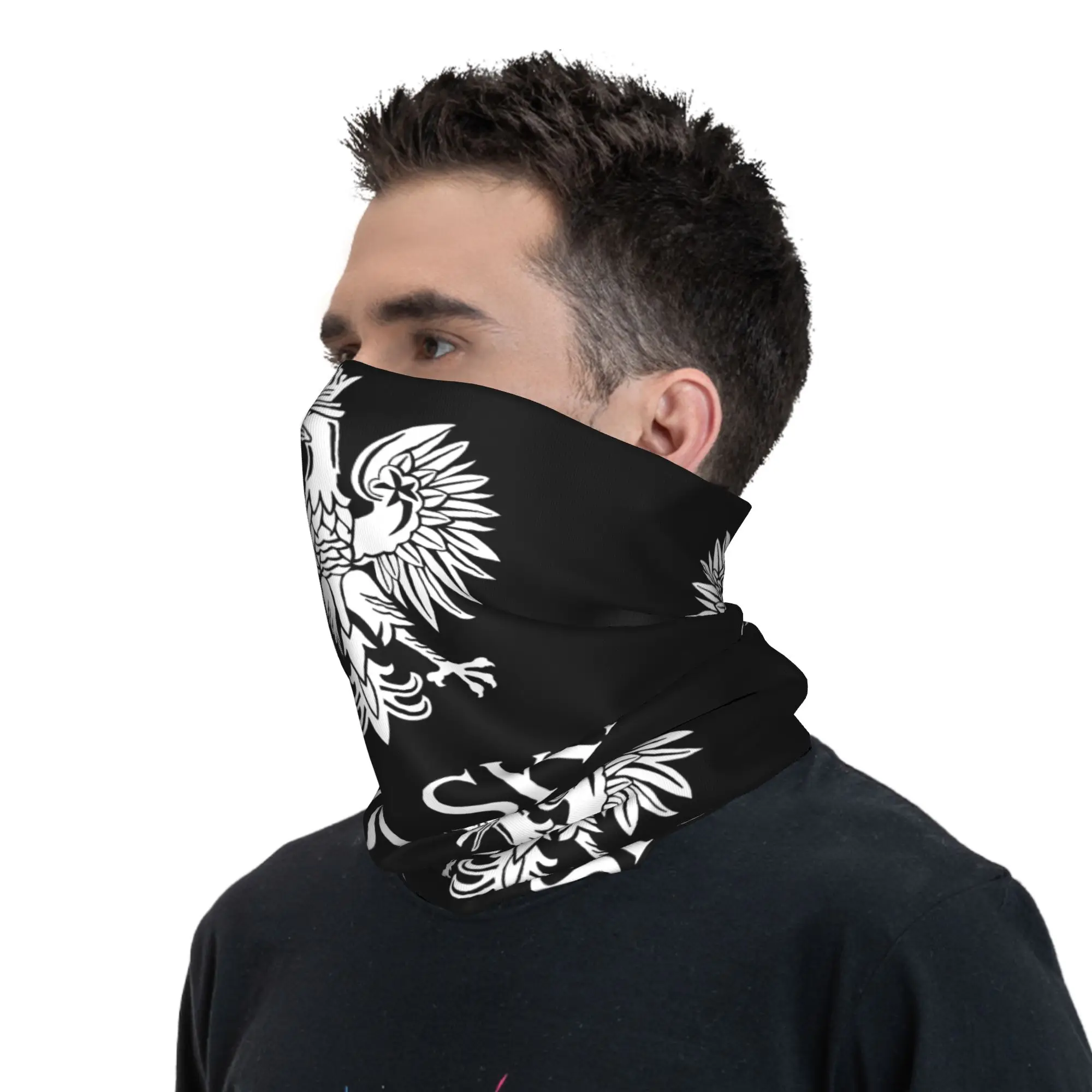 Polska Bandana Zimowa Ocieplacz na Szyję Wiatroodporny Szalik na Twarz do Narciarstwa Lewandowski Herb Polski Gaiter Opaska na Głowę — zdjęcie 6
