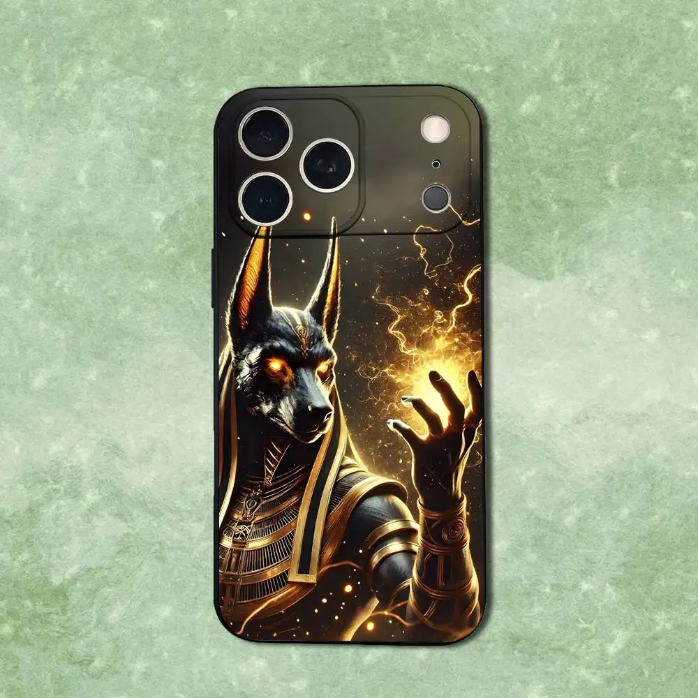 Anubis God Art Egyptian Phone Case For iPhone 14,13,17,12,11,16,15,Plus,Pro Max,XS,X,XR,SE,Mini,Soft Silicone Black Cover