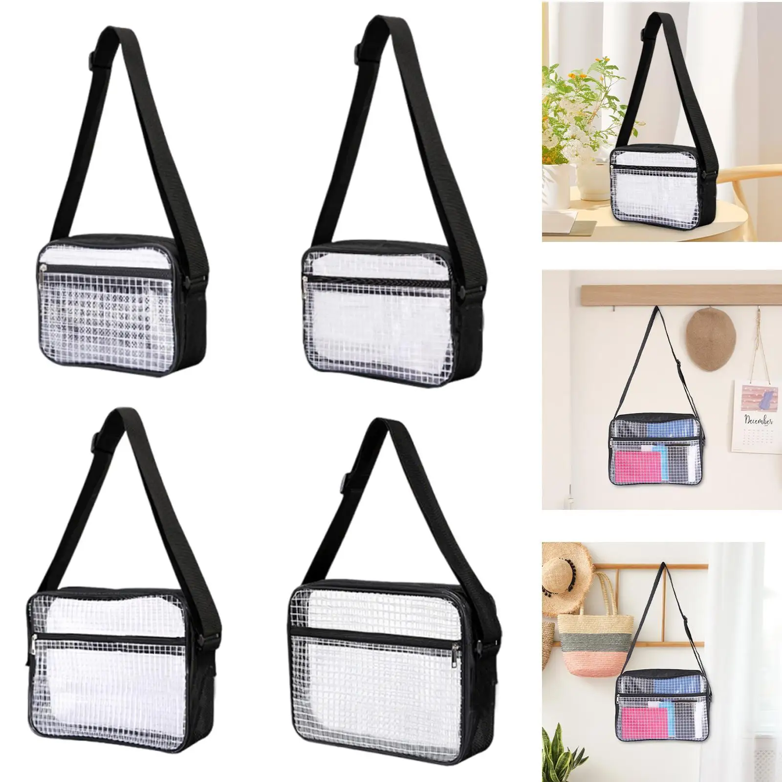 

Crossbody Bag Fashion Water Resistant PVC with Adjustable Shoulder Strap Clear Bag for Stadium Event for Stadium Concert Hiking