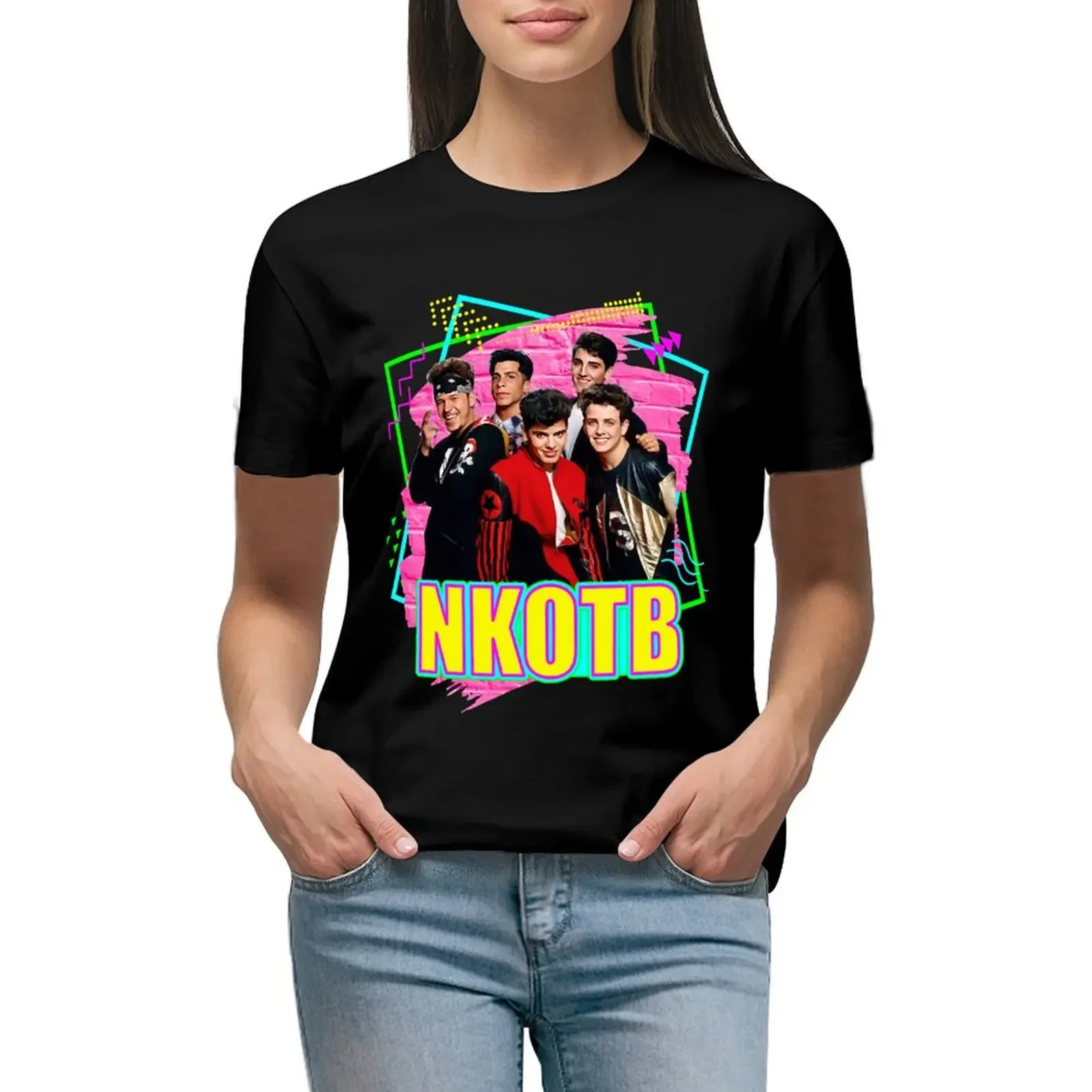

NKOTB Music T-Shirt Short sleeve tee funny customizeds graphic t-shirts for Women