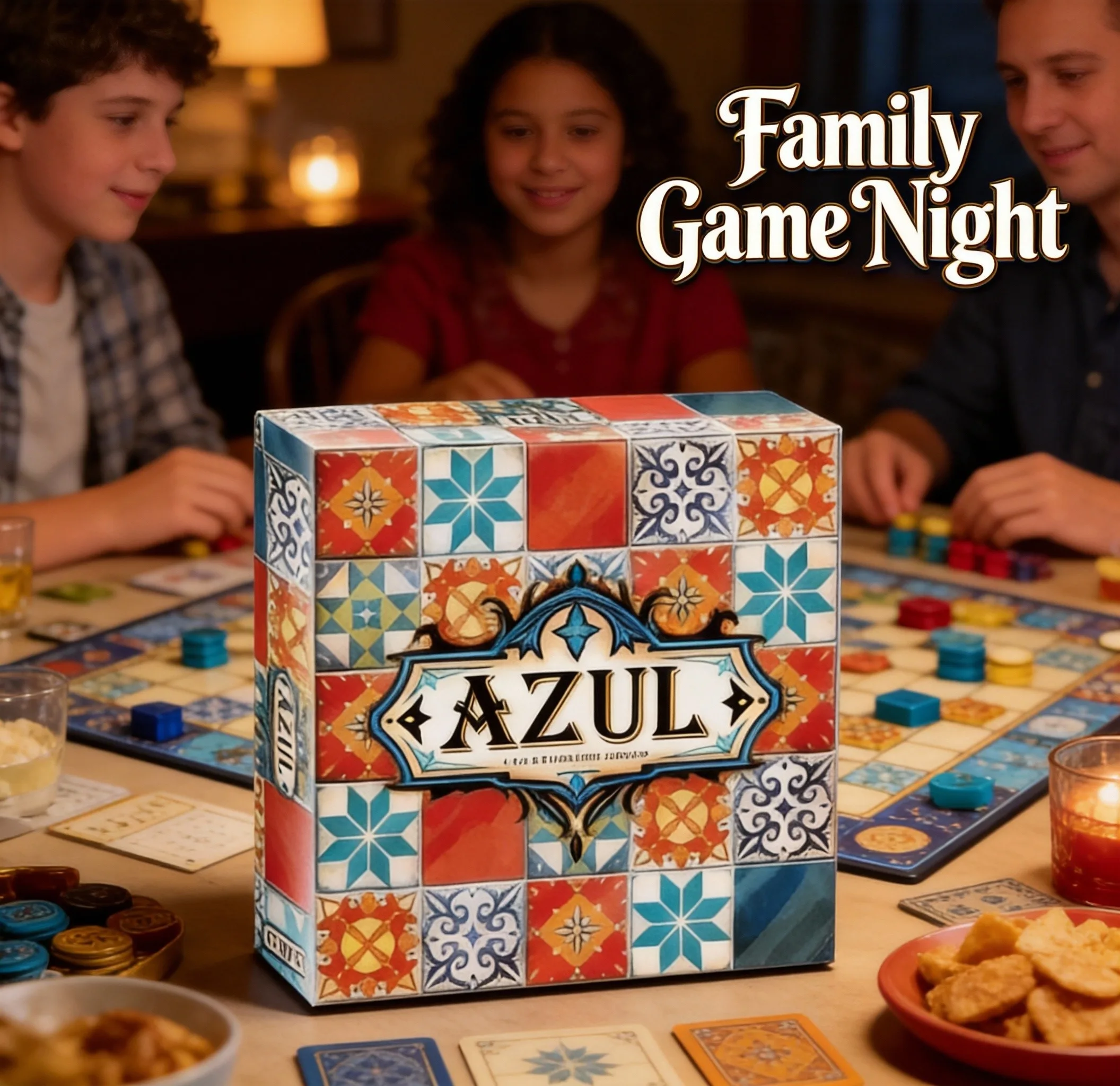 

Azul — отмеченная наградами стратегическая настольная игра с элементами расстановки плиток для семейных игровых вечеров, позволяющая создавать потрясающие мозаичные узоры.