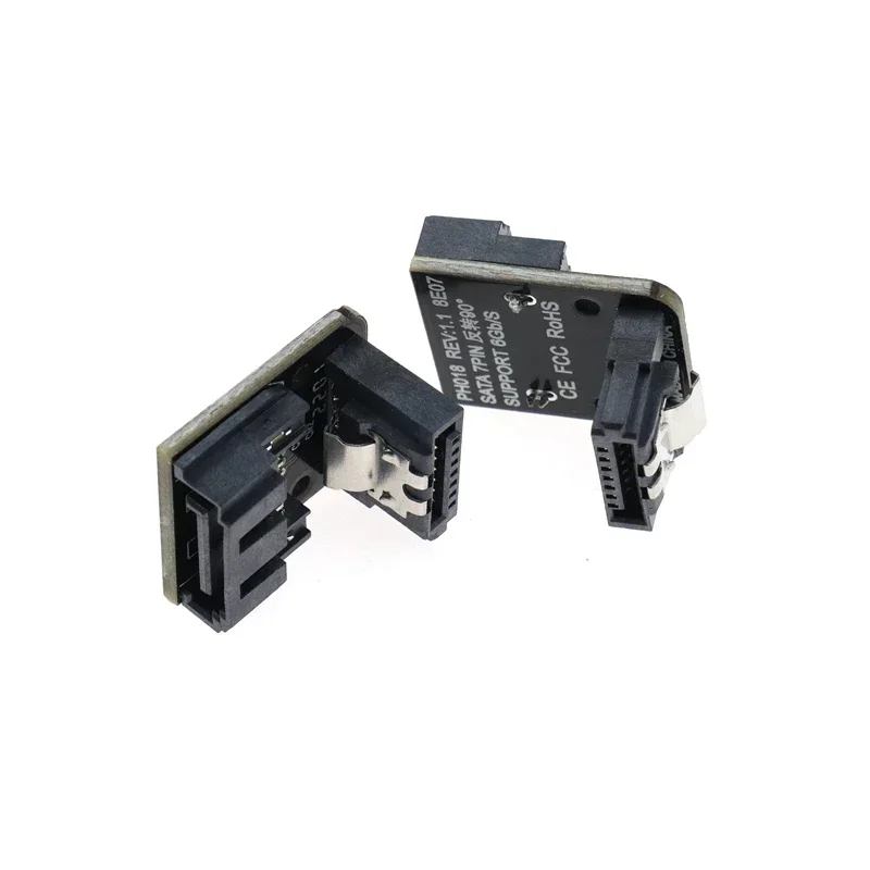 2Pcs/lot SATA Female to Male  Adapter with Lock and 90 Degree Elbow for PC Hardware and Motherboard