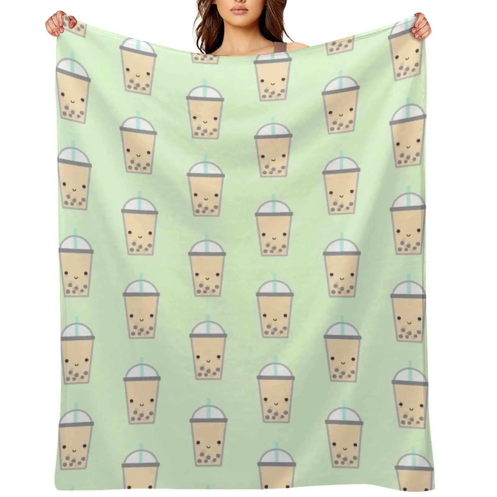 

Cute Bubble Tea (Boba) Throw Blanket Summer anime christmas decoration Blankets