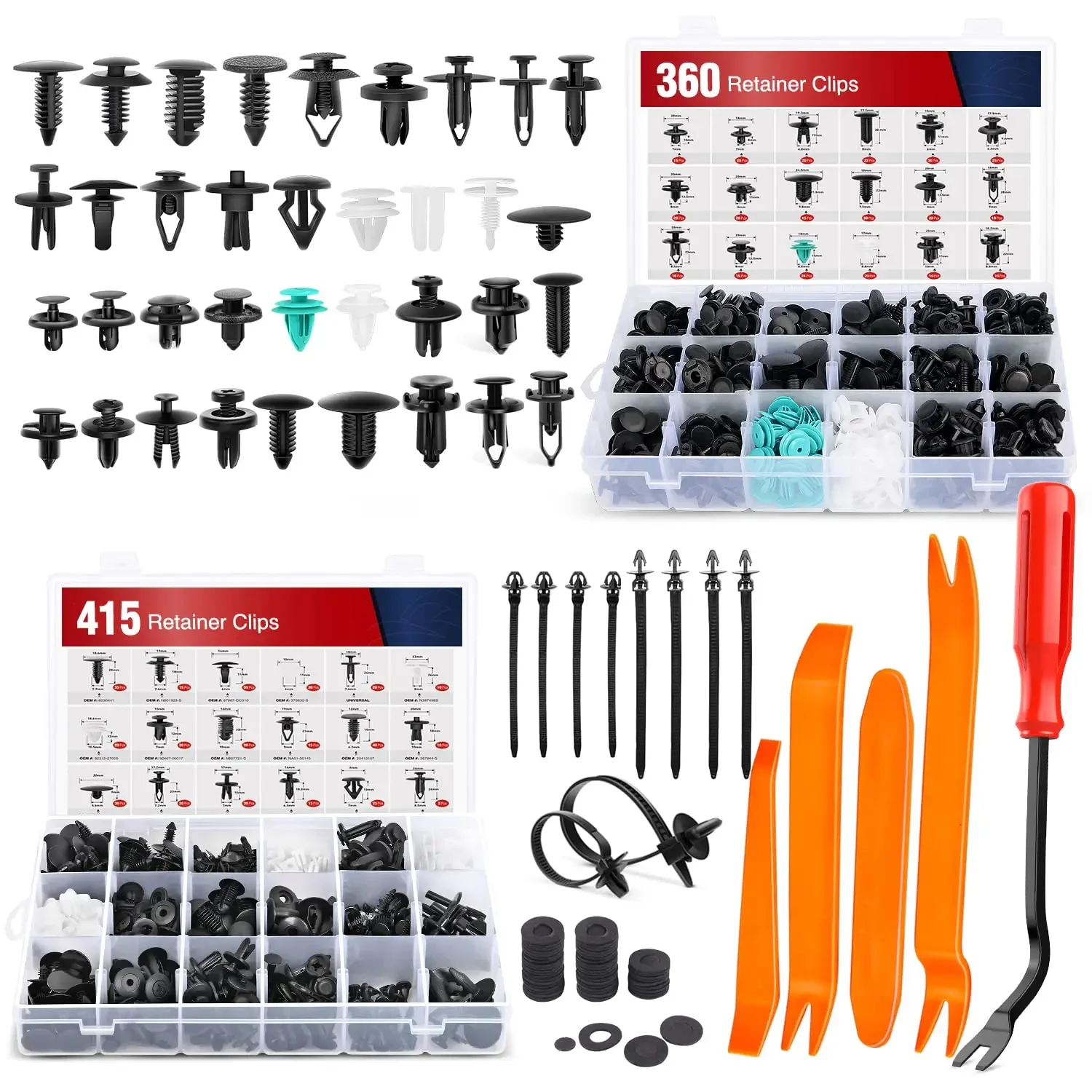 820 Car Push Retainer Clips & Auto Fasteners Assortment 36 Most Popular Nylon Bumper Fender Rivets and Fasteners Remover