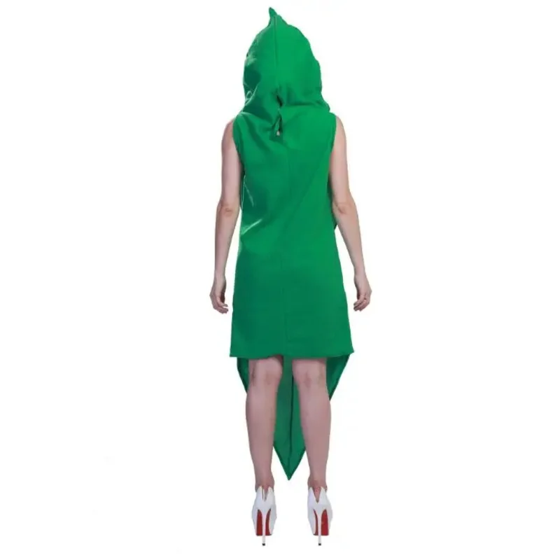 Disfraz divertido de fiesta de Halloween para adultos, traje de vaina de guisante verde, mono con capucha, ropa bonita de Navidad para mujer