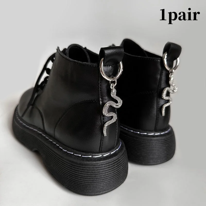 2pcs Metal Snake Shoe Buckle Charm Punk Trend Boots Heel Chain Shoelace Pendants Fashion zodiac Shoes Accessories For 2025