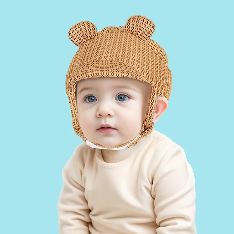 

1pcs Cartoon Bear Anti collision Hat Baby Safety Hat Summer 3D Mesh Anti fall Hat Baby Anti fall Hat Learning Walking Hat Breath