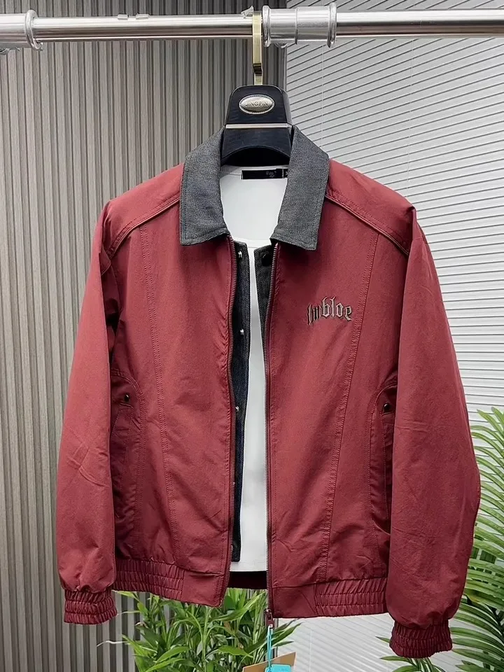 

Осенняя мужская новая модная верхняя одежда из тюэта с воротником, универсальная, высококачественная, удобная, с длинной застежкой-молнией