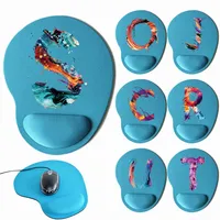Mice Mat Soft Mousepad Oval Mouse Mat Anti-Slip for Gel Wrist Support Wristband Mouse Mat Pad for Paint Letter Pattern